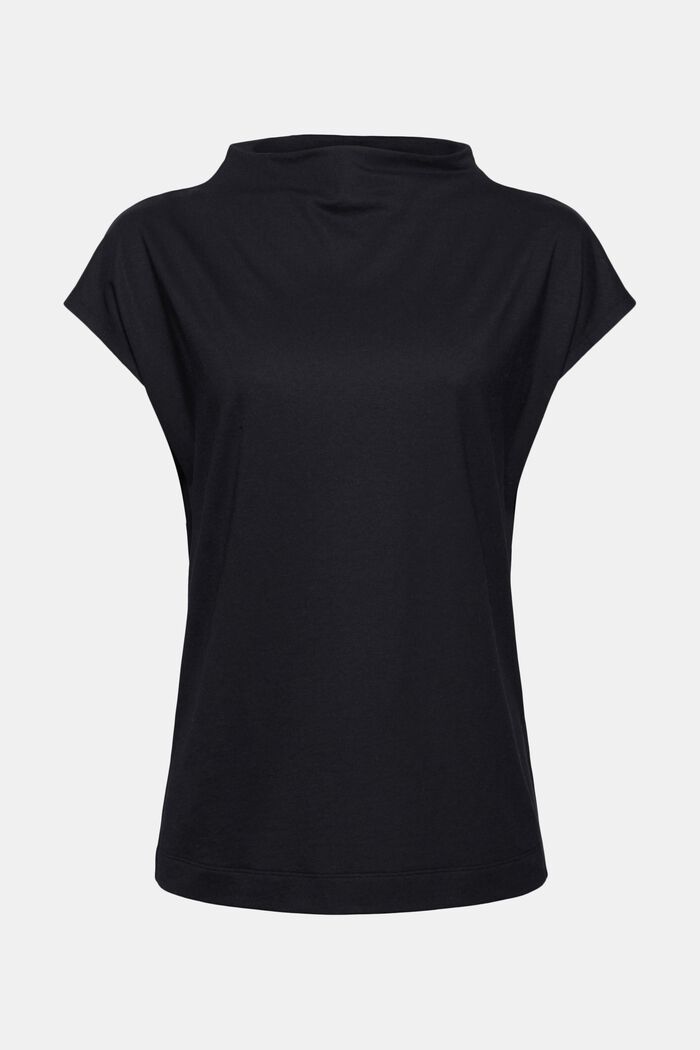 Sisältää TENCELIÄ™: t-paita pystykauluksella, BLACK, detail image number 0