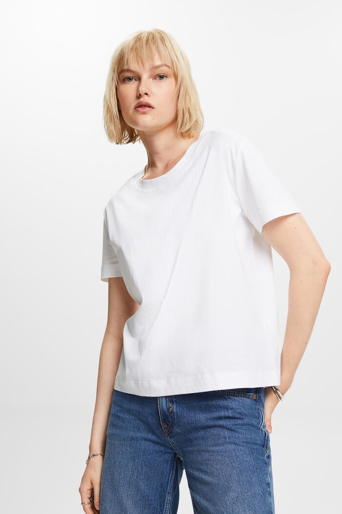 T-paita puuvillaa, pyöreä pääntie, WHITE, detail image number 0