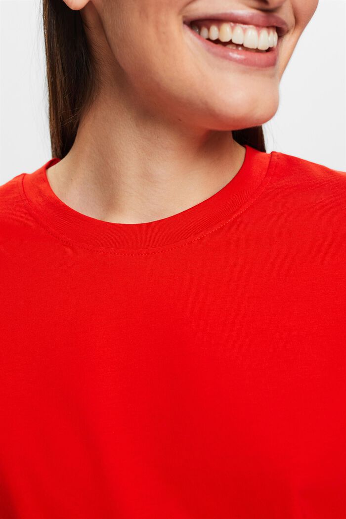 Pima-puuvillasta valmistettu T-paita, jossa pyöreä pääntie, RED, detail image number 2