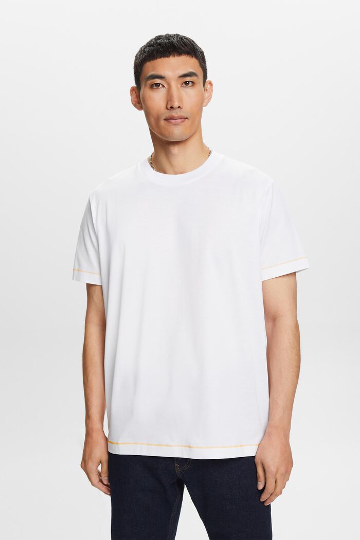 Jersey-t-paita 100 % puuvillaa, pyöreä pääntie, WHITE, detail image number 0