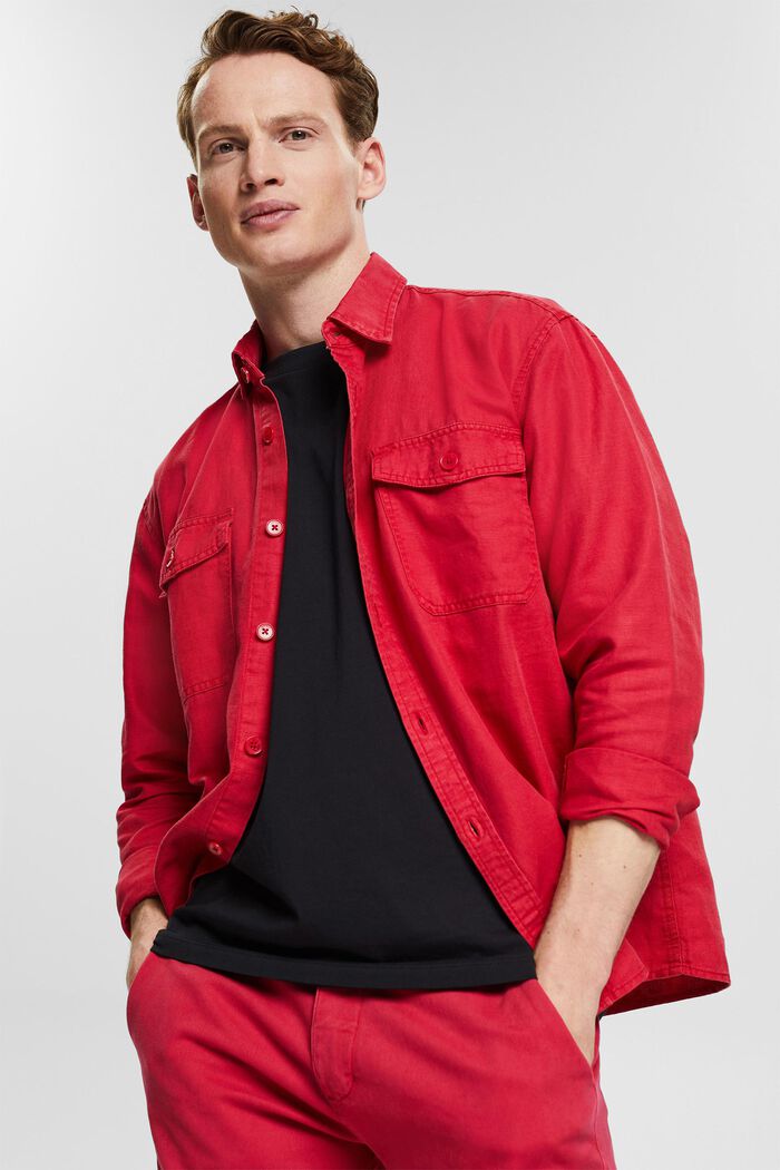 Pellavasekoitetta: oversize-paita, RED, detail image number 5