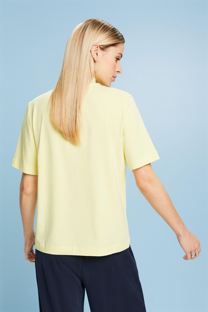 Jersey-T-paita, jossa korkea kaulus, LIME YELLOW, detail image number 3
