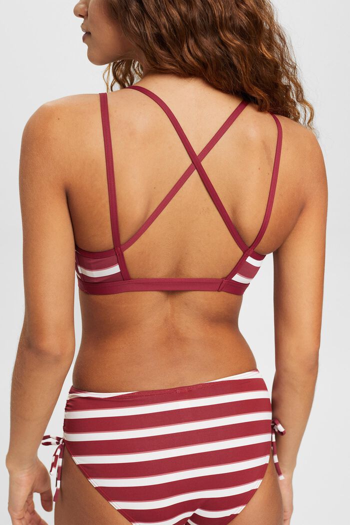 Topatut bikinit, joissa raidat ja ristikkäiset olkaimet, DARK RED, detail image number 3