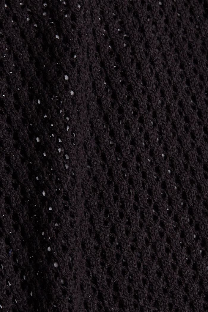 Reikäneulepusero puuvillaa, BLACK, detail image number 4