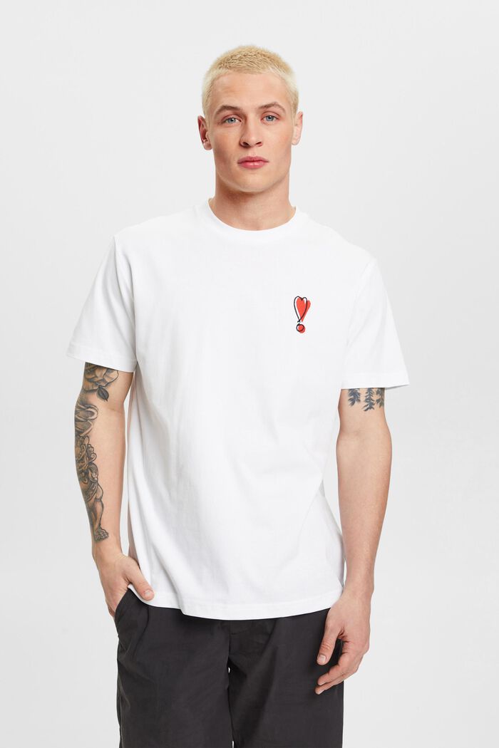 T-paita vastuullista puuvillaa sydänkuviolla, WHITE, detail image number 0