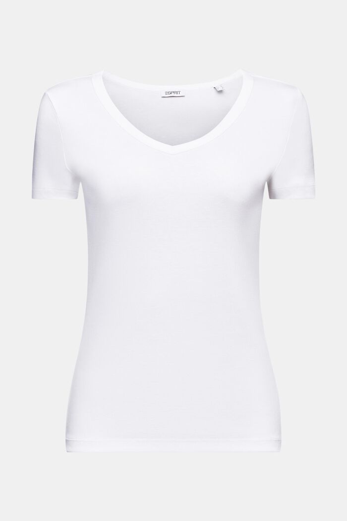 V-aukkoinen t-paita puuvillaa, WHITE, detail image number 6