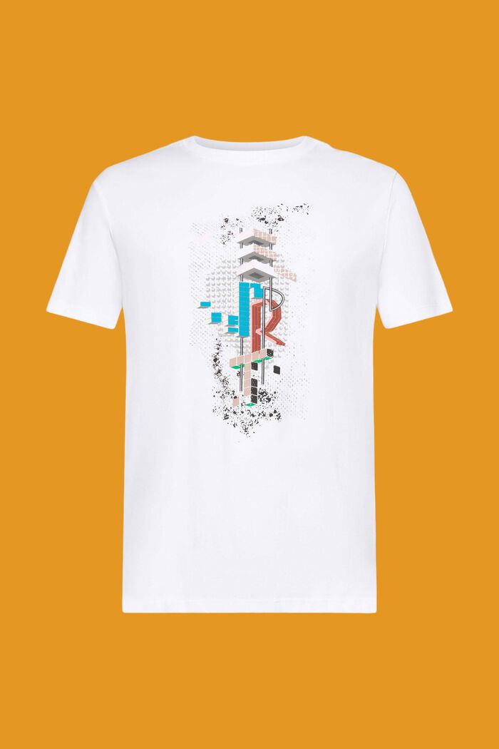 Printti-T-paita puuvillaa, slim fit -malli, WHITE, detail image number 6