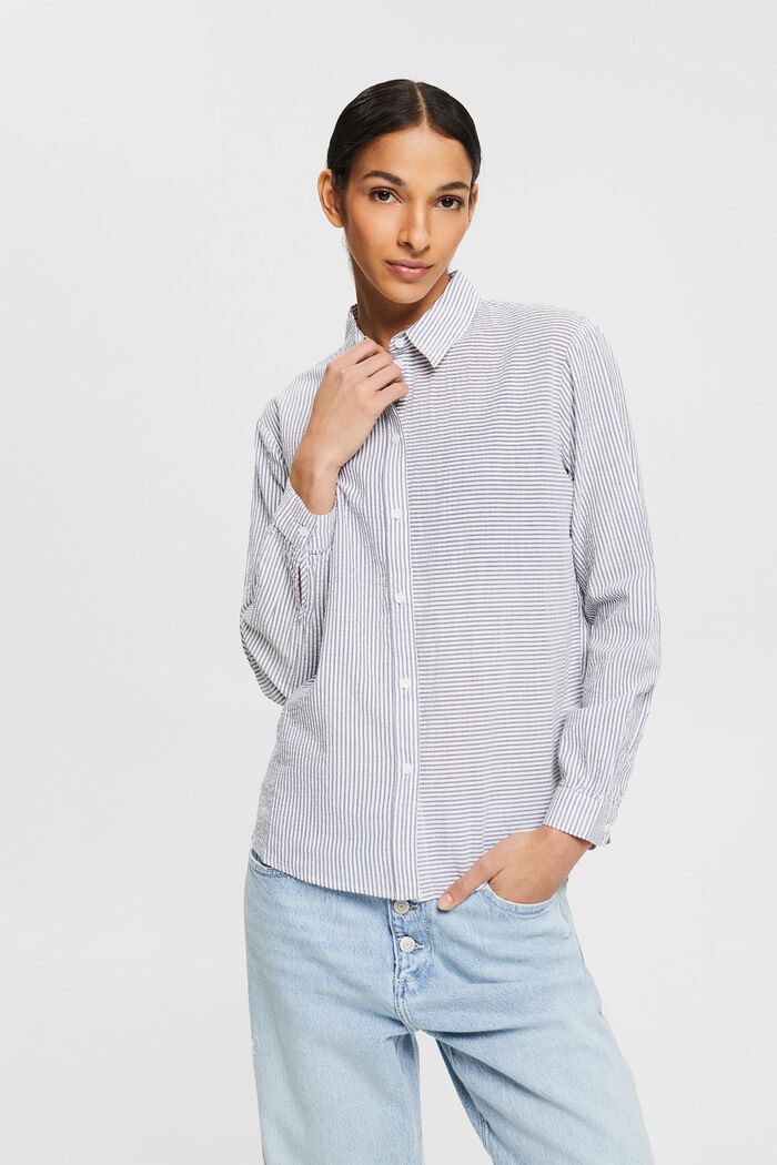 Raidallinen paitapusero, 100 % puuvillaa, WHITE, detail image number 0