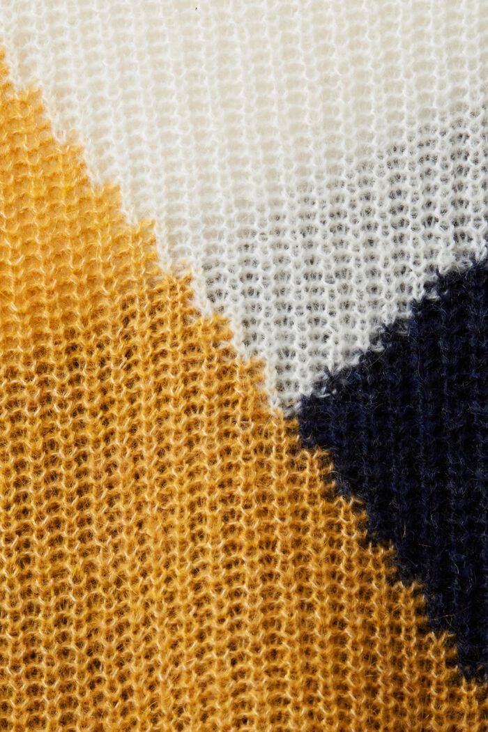 Palkkikuvioinen neulepusero villasekoitetta, BRASS YELLOW, detail image number 5