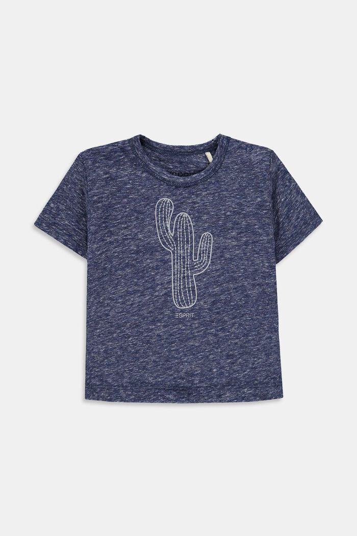 Meleerattu T-paita, jossa kaktuspainatus, PETROL BLUE, overview