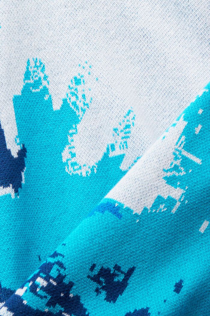 Aaltokuvioitu neulepusero, jossa puolivetoketju, BLUE, detail image number 5