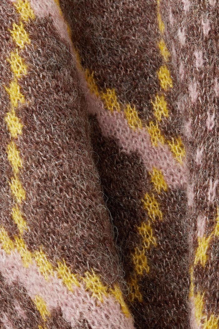 Ruutukuvioinen neulepusero villasekoitetta, TOFFEE, detail image number 5