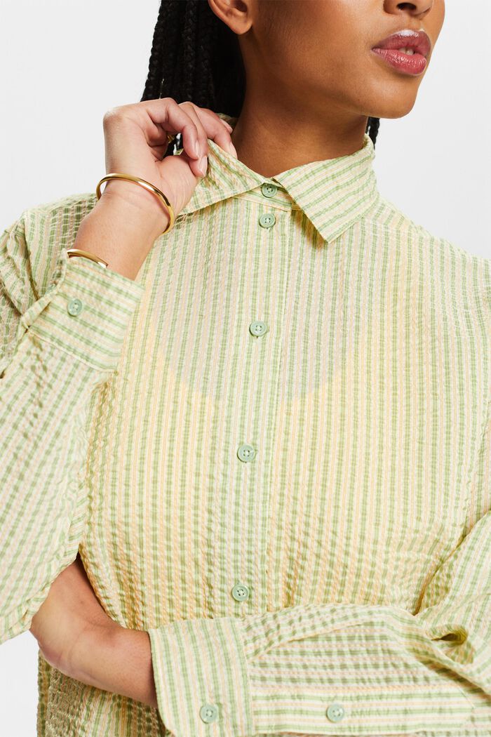 Ryppypintainen ja raidallinen paitapusero, LIGHT GREEN, detail image number 3