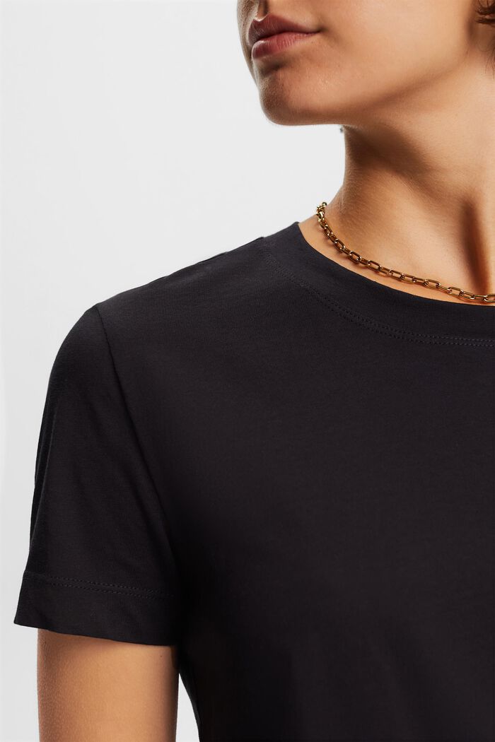 Puuvillainen t-paita pyöreällä pääntiellä, BLACK, detail image number 2