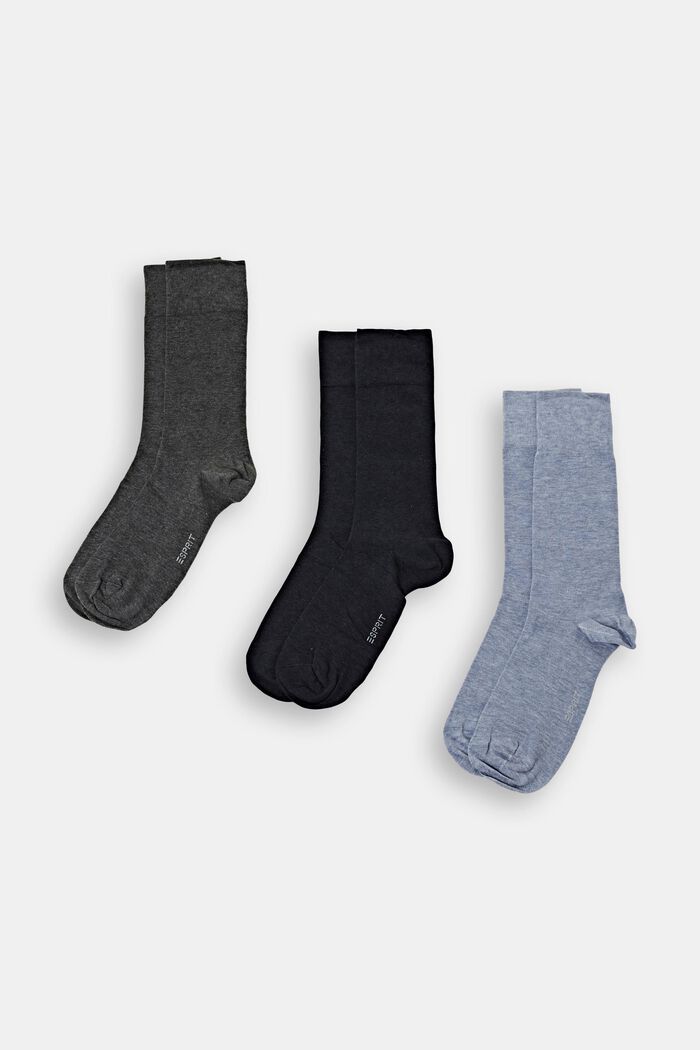 Luomupuuvillasta valmistetut sukat, 3 parin pakkaus, BLACK/BLUE, detail image number 0