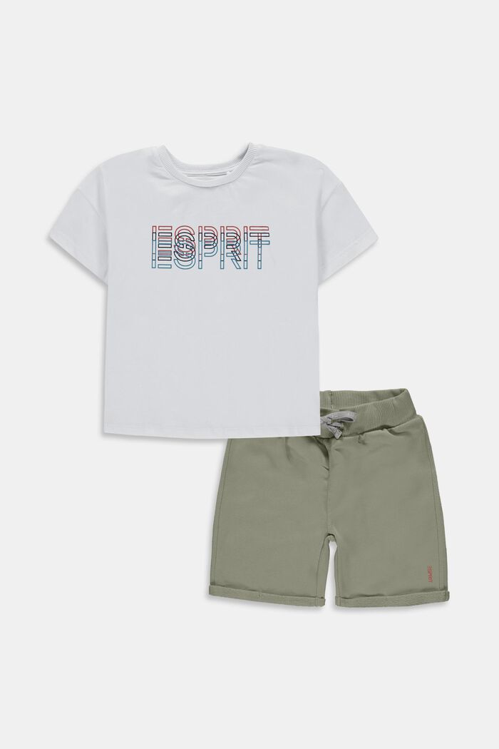 Setti: logopainettu T-paita ja shortsit, WHITE, detail image number 0