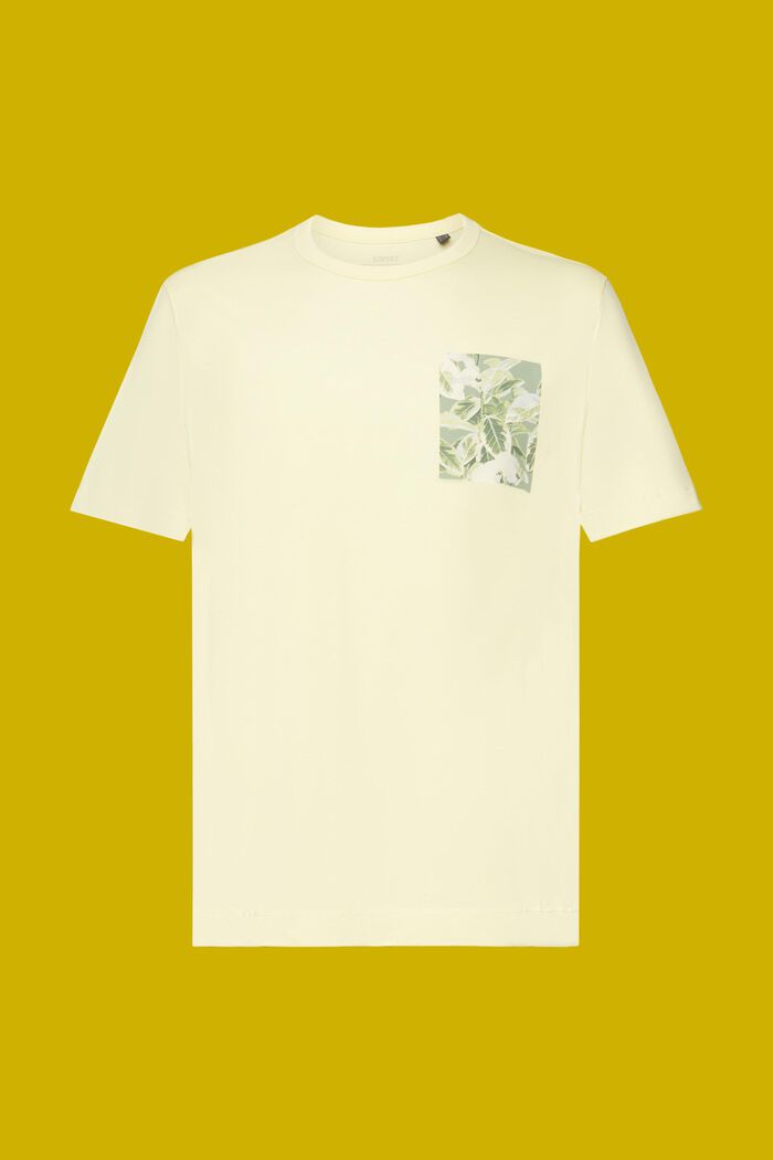 Jersey-t-paita 100 % puuvillaa, rinnan kohdalla painatus, LIGHT YELLOW, detail image number 6