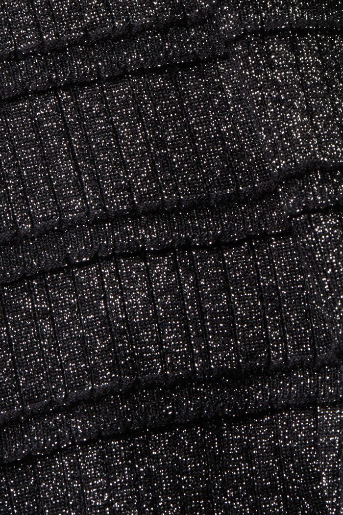 Vajaapituinen, pystykauluksellinen lamé-neulepusero, BLACK, detail image number 5