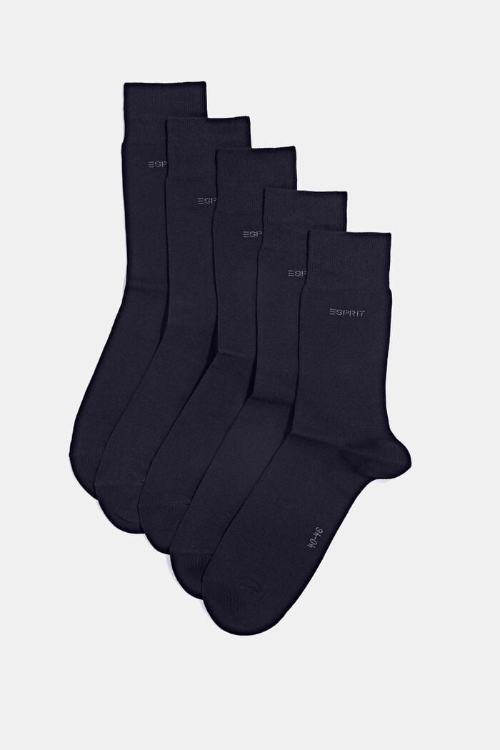 5 paria sukkia, luomupuuvillasekoitetta, MARINE, detail image number 0