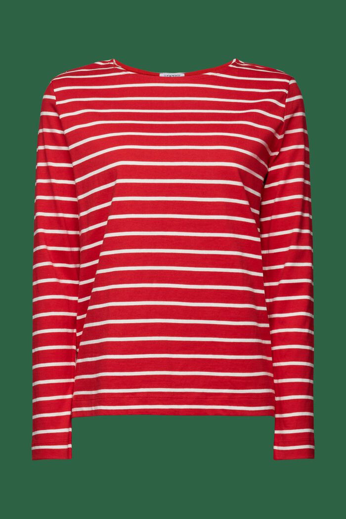 Raidallinen pitkähihainen paita, DARK RED, detail image number 6