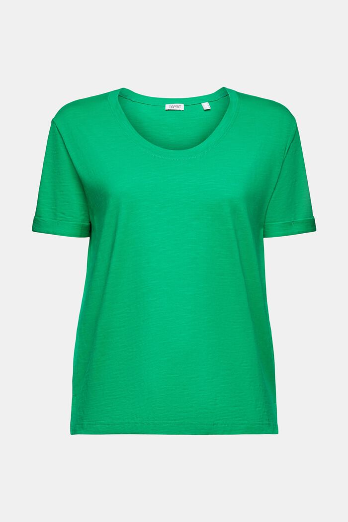 Pyöreäpäänteinen slub-T-paita, GREEN, detail image number 5