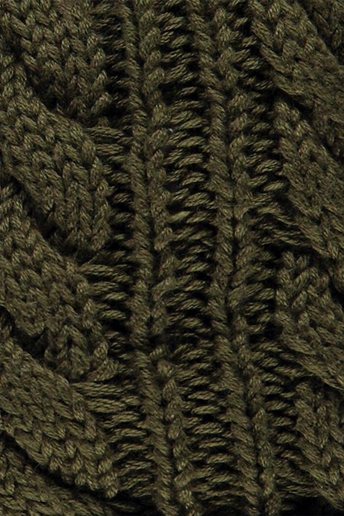 Tupsullinen neulepipo, KHAKI GREEN, detail image number 1