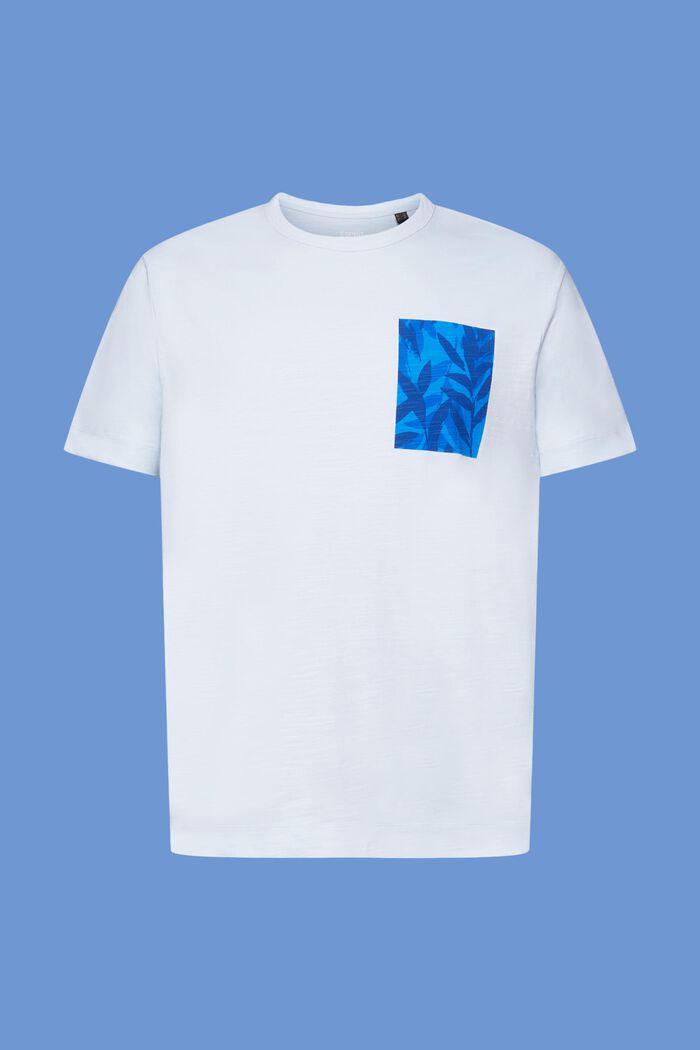 Jersey-t-paita 100 % puuvillaa, rinnan kohdalla painatus, PASTEL BLUE, detail image number 6