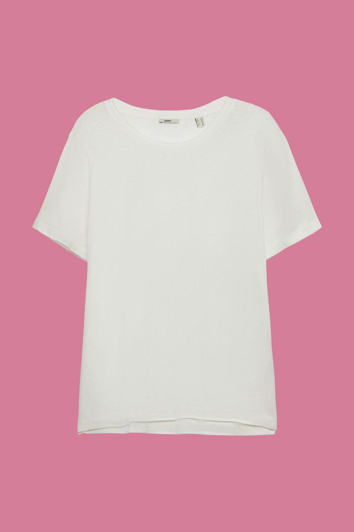 CURVY t-paita puuvillan ja pellavan sekoitetta, OFF WHITE, detail image number 0