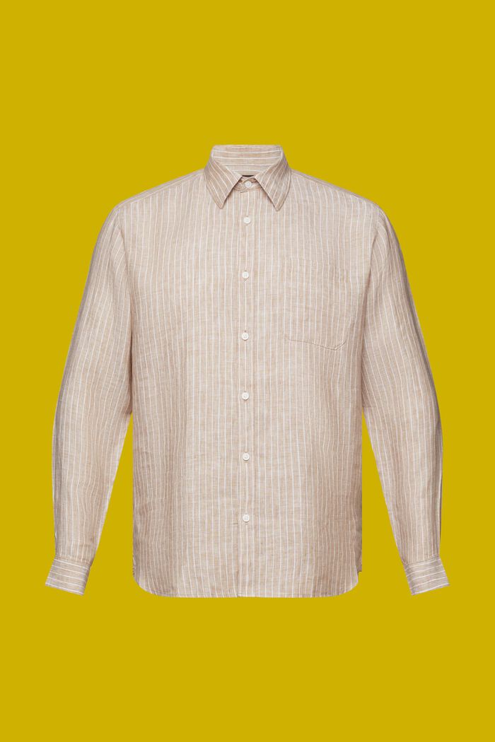 Raidallinen t-paita, 100 % pellavaa, SAND, detail image number 6