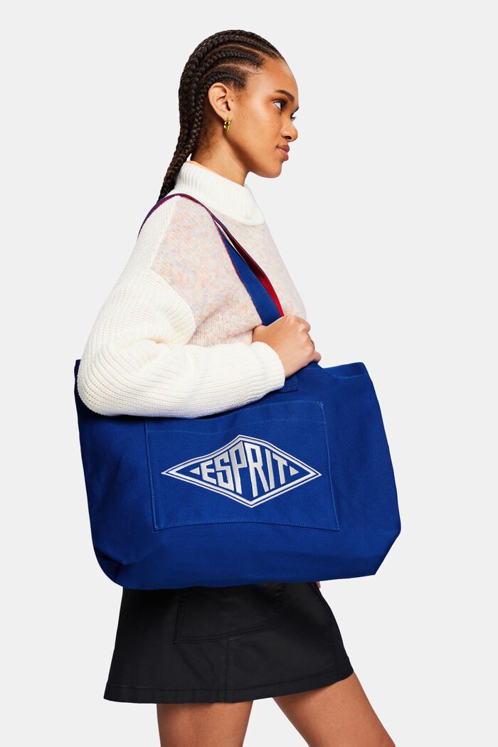 Logollinen tote bag kanvasia, BRIGHT BLUE, detail image number 4