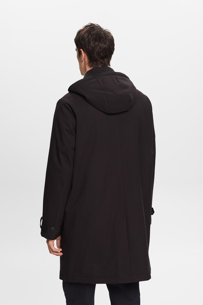 Kierrätettyä: topattu, pitkä takki, jossa irrotettava huppu, BLACK, detail image number 3