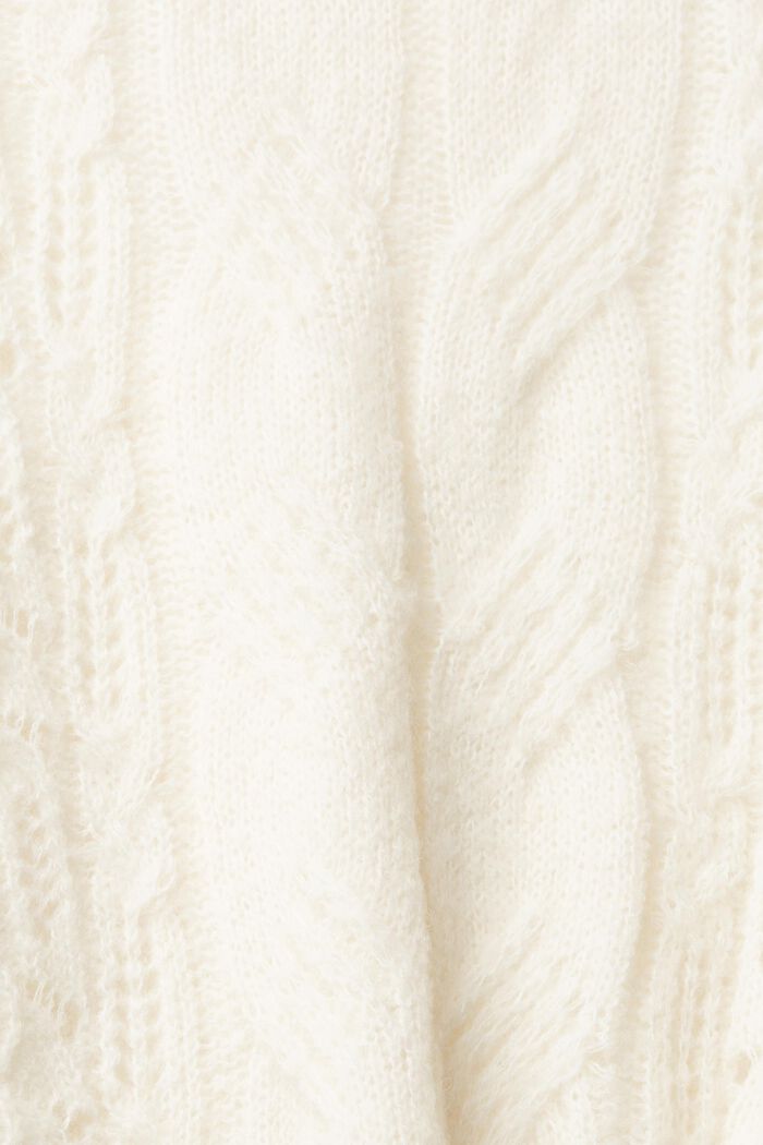 Pystykauluksellinen palmikkoneule, jossa alpakkaa, OFF WHITE, detail image number 5