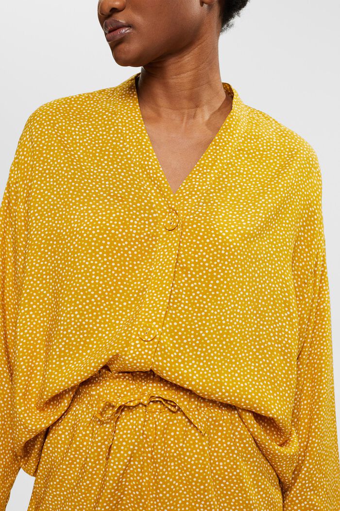 Pilkkukuvioitu pyjama, LENZING™ ECOVERO™, HONEY YELLOW, detail image number 0