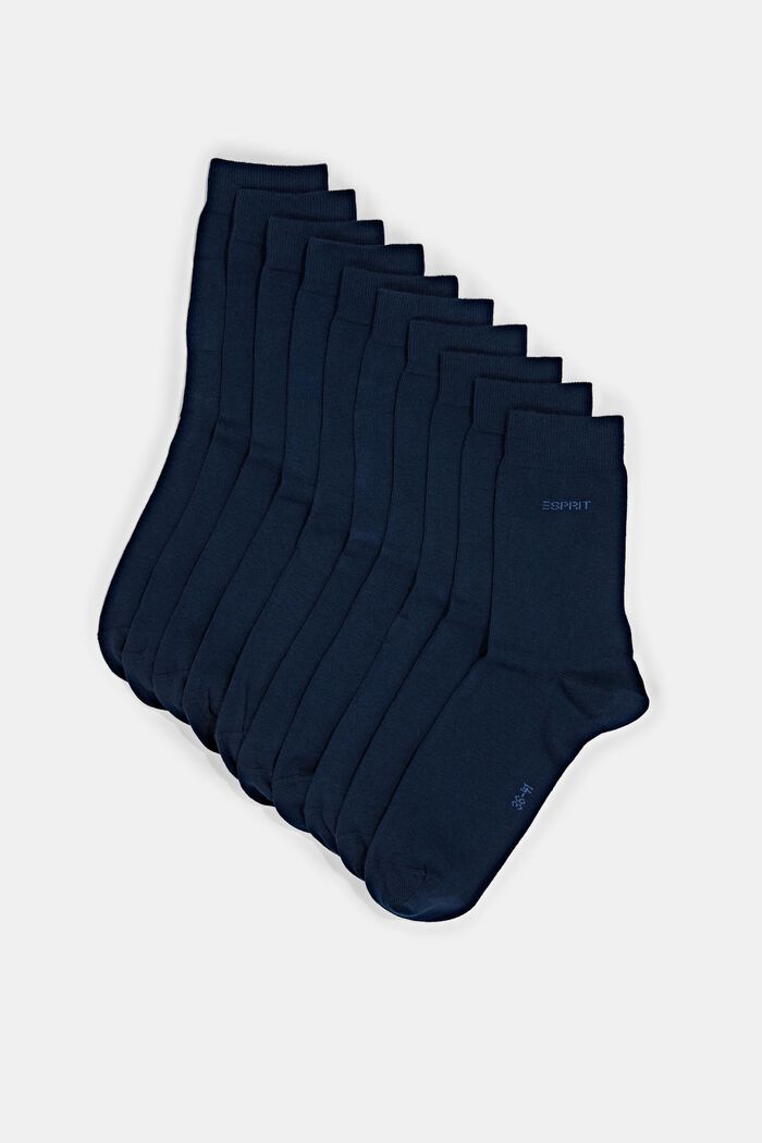 10 paria yksivärisiä sukkia, luomupuuvillaa, MARINE, detail image number 0