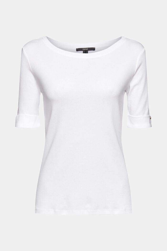 Luomupuuvillainen T-paita, jossa käännetyt hihat, WHITE, detail image number 2