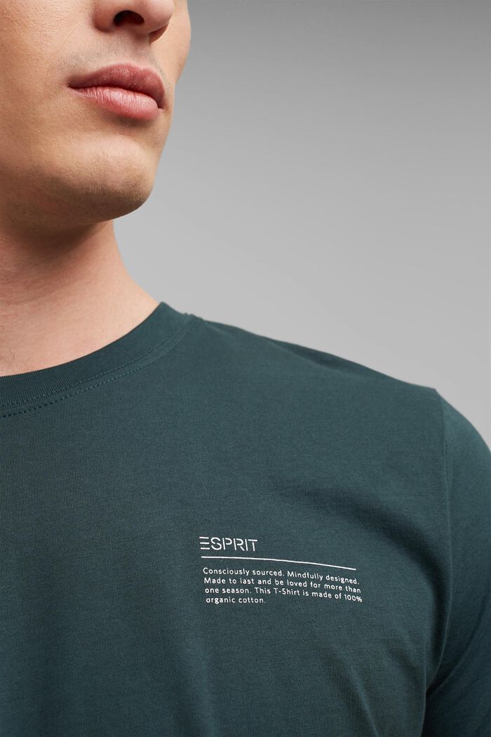 Printtikuvioitu jersey-t-paita, 100 % luomupuuvillaa, TEAL BLUE, detail image number 1