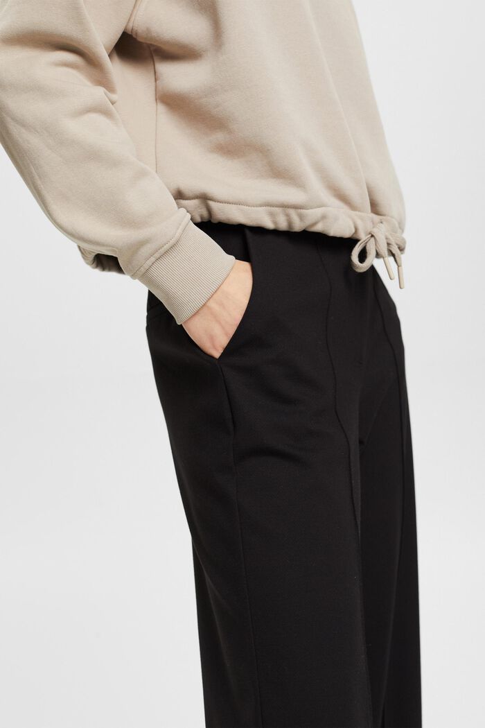 Leveät housut, joissa keskikorkea vyötärö, BLACK, detail image number 2