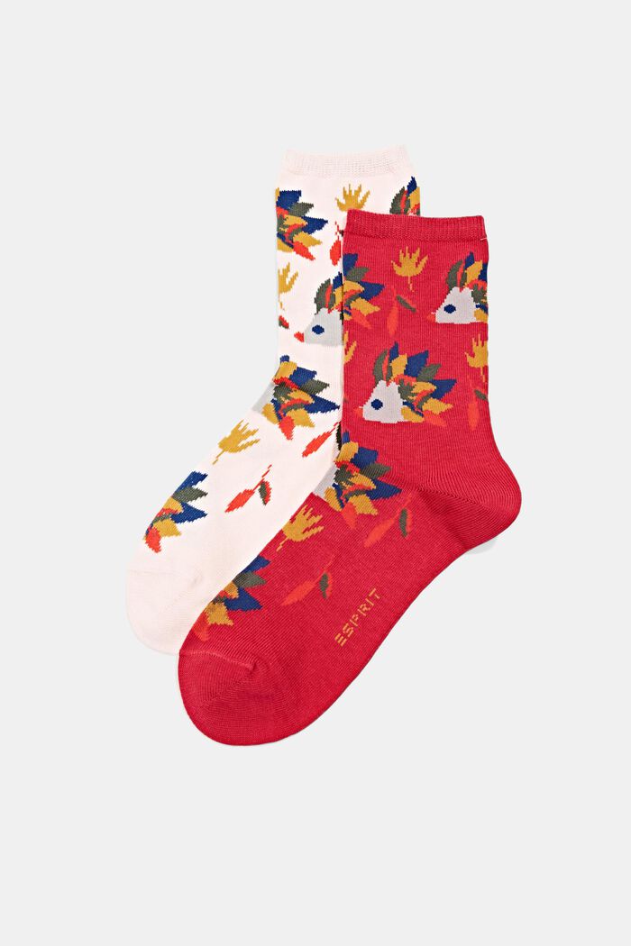 2 paria luomupuuvillasekoitteesta valmistettuja sukkia, ROSE/RED, overview