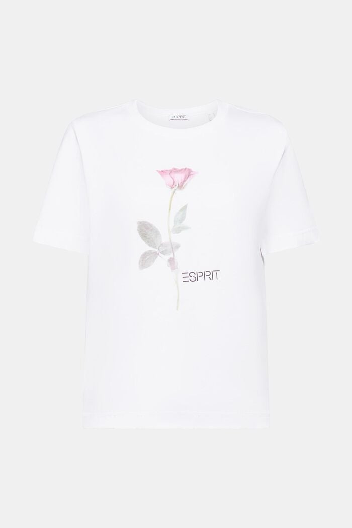Graafisesti kuvioitu t-paita puuvillaa, WHITE, detail image number 6
