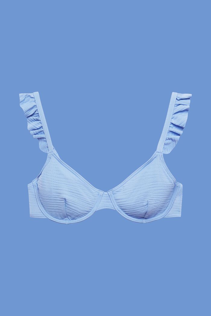 Kierrätettyä: kaarituettu bikiniyläosa röyhelöillä, LIGHT BLUE LAVENDER, detail image number 4