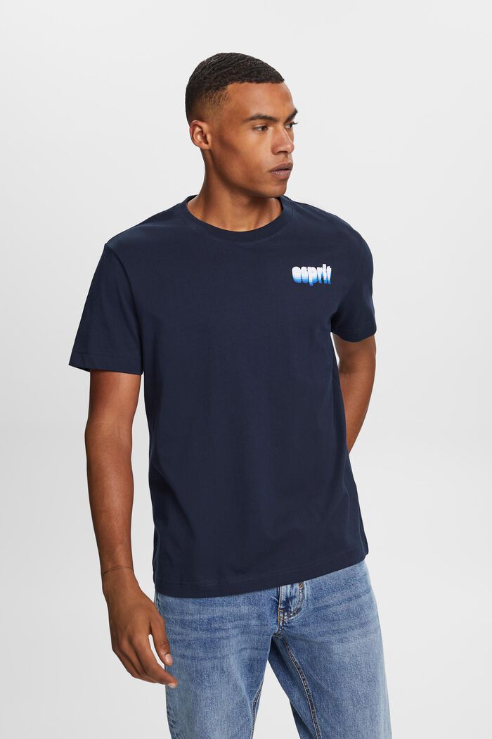 Painokuvioitu jersey-T-paita 100 % puuvillaa, NAVY, detail image number 0