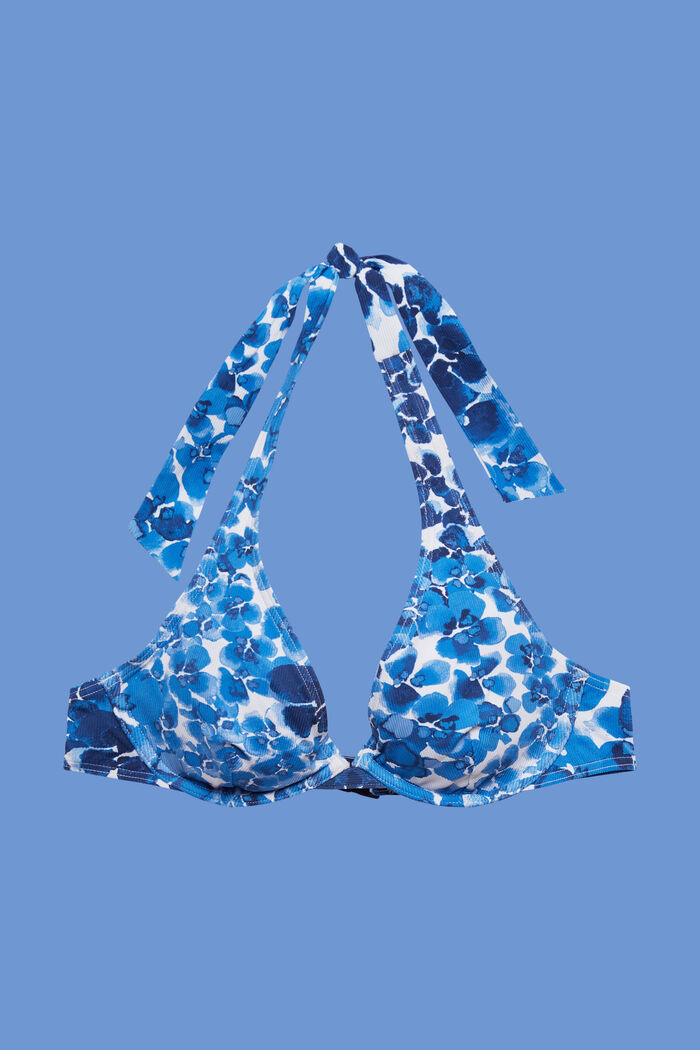 Kierrätettyä: kaarituettu halterneck-bikiniyläosa, BLUE, detail image number 4