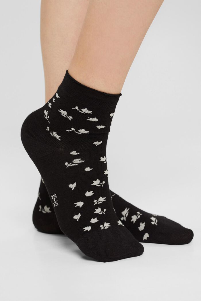 2 paria sukkia, luomupuuvillasekoitetta, BLACK, detail image number 2