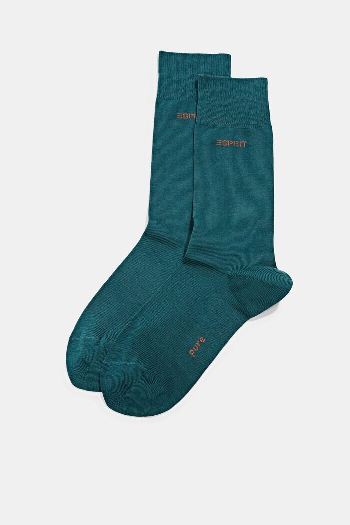 Luomupuuvillasta valmistetut sukat, 2 parin pakkaus, PETROL, detail image number 0