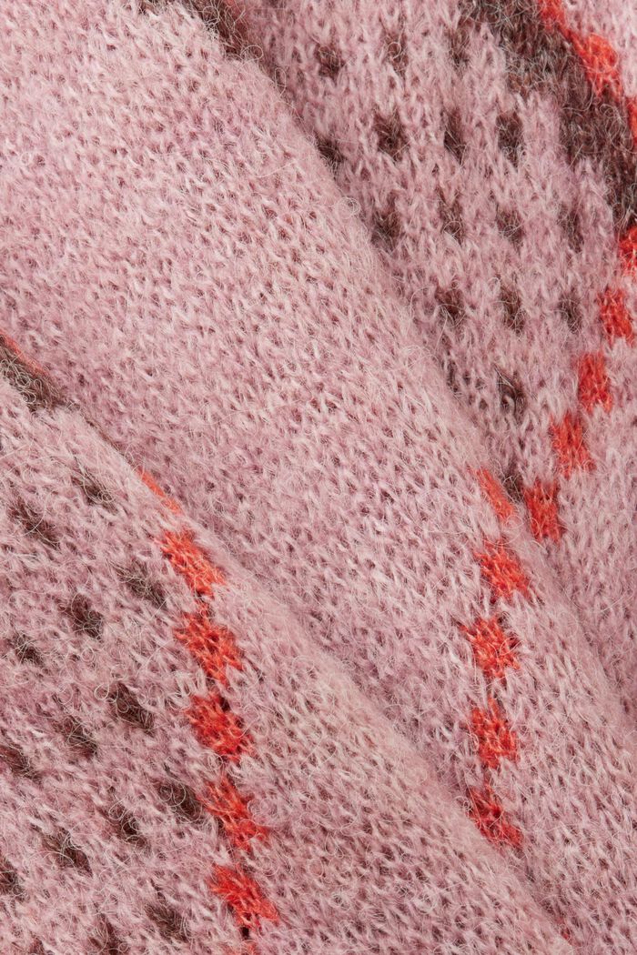 Ruutukuvioinen neulepusero villasekoitetta, OLD PINK, detail image number 5