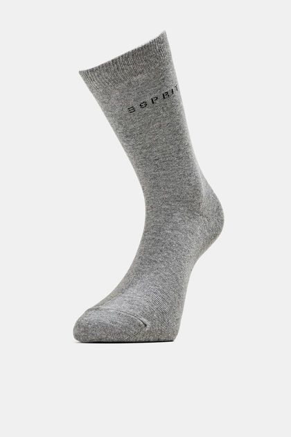 2 paria luomupuuvillasta valmistettuja sukkia, joissa neulottu logo