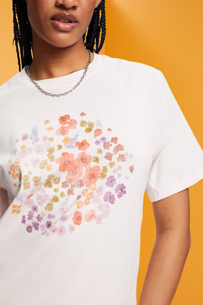 T-paita kukkaprintillä, LIGHT PINK, detail image number 2