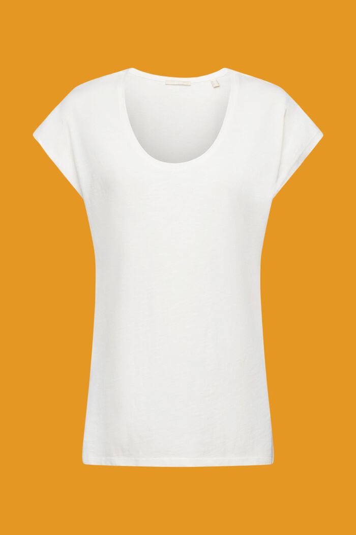 Puuvillainen T-paita, jossa U-pääntie, OFF WHITE, detail image number 5