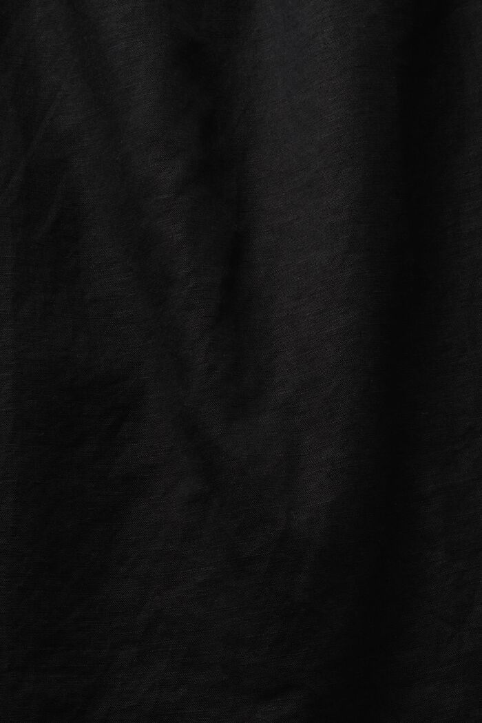 Hihaton, rypytetty pusero pellavaa ja puuvillaa, BLACK, detail image number 4