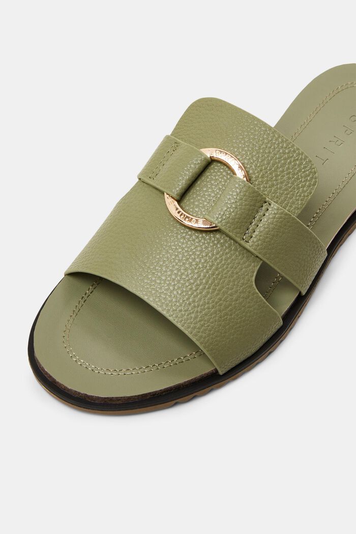 Tekonahkaiset sandaalit, joissa rengasyksityiskohta, KHAKI GREEN, detail image number 3